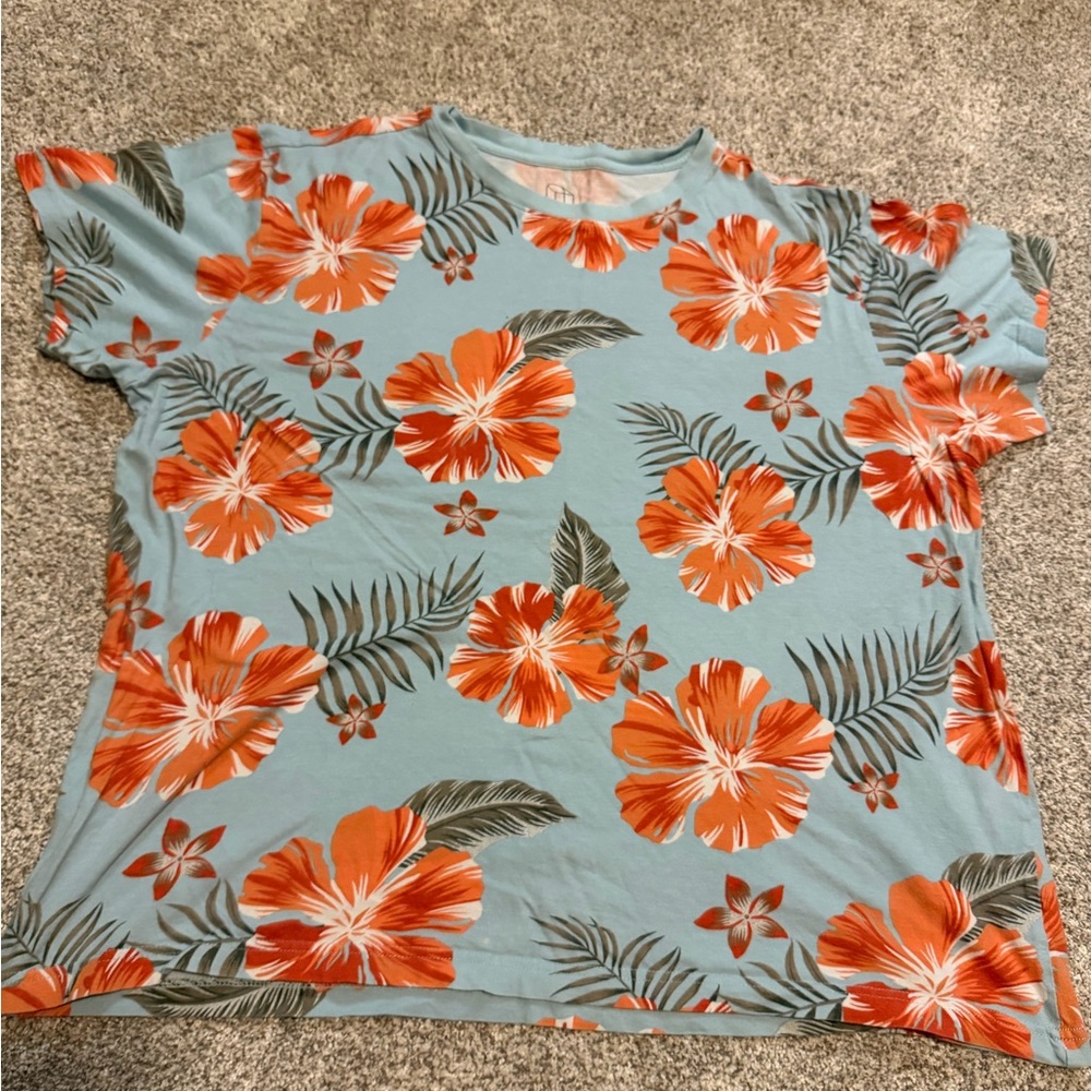 Size L Hawaiian Floral Print Men’s T-shirt